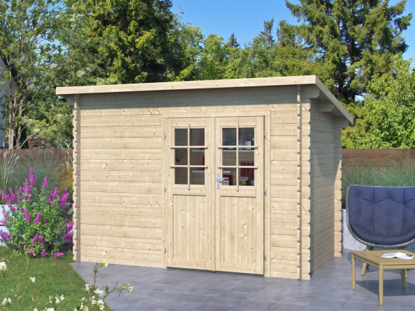 Gartenhaus Blockbohlenhaus Aras 34 mm naturbelassen