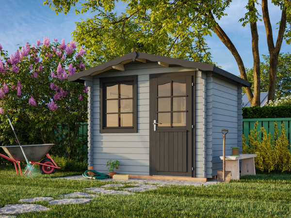 Gartenhaus Emma 4,6 m² 28 mm hellgrau/anthrazit