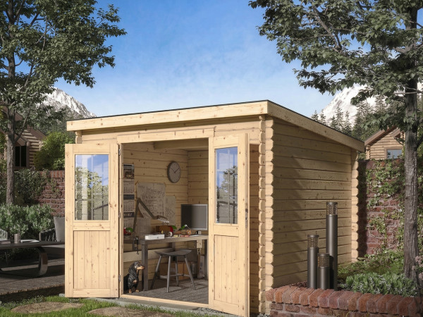 Gartenhaus Blockbohlenhaus CA2974 28 mm naturbelassen