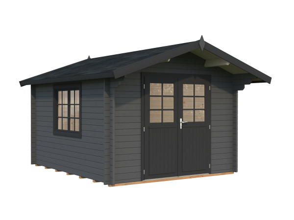 Gartenhaus Sally 10,2 m² 44 mm dunkelgrau/anthrazit
