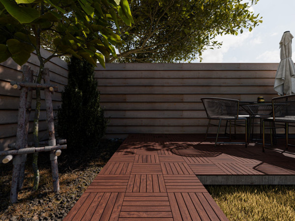 Terrassenfliese Akazie dunkel geölt