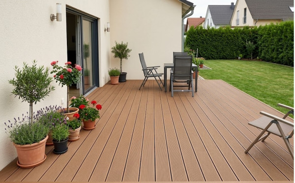 Terrassendiele WPC Premium beige Massivprofil