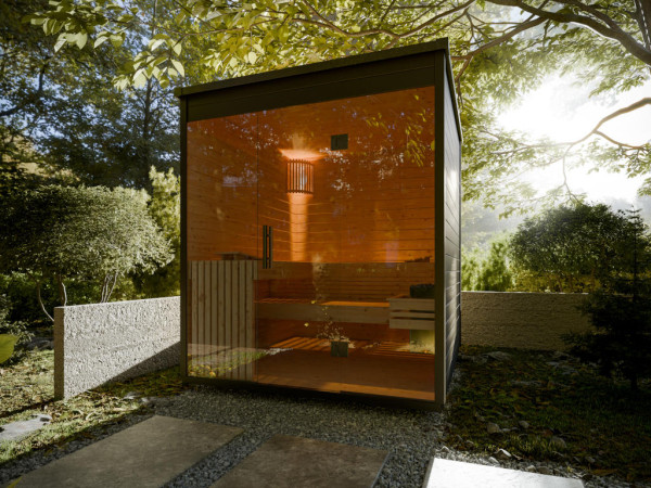 Gartensauna Lilly schwarz SPARSET 9kW Ofen und ext. Strg.