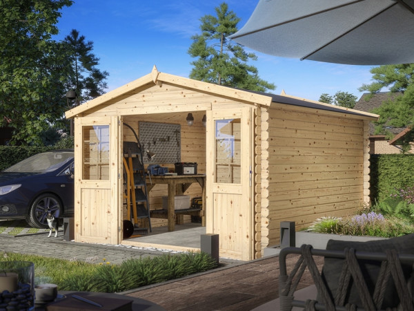 Gartenhaus Blockbohlenhaus CA2875 Houston 28 mm naturbelassen