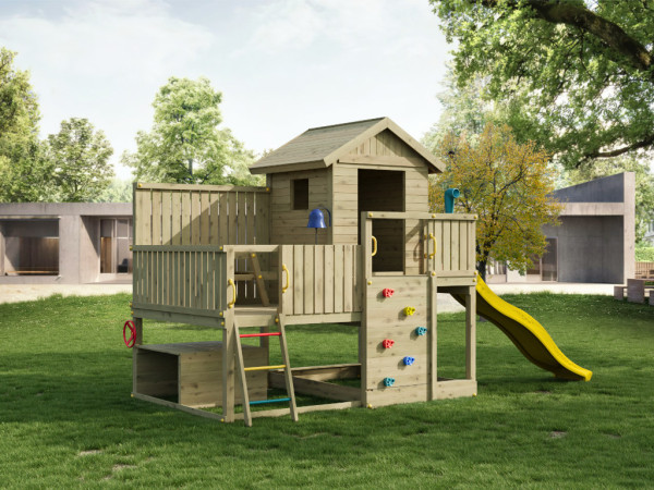 Stelzenhaus Sweet House kesseldruckimprägniert inkl. Rutsche gelb