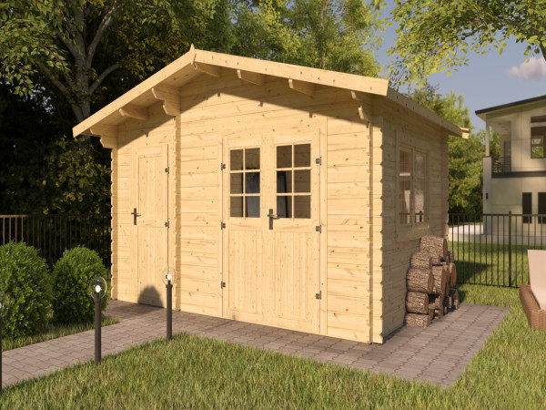 Gartenhaus Blockbohlenhaus Keiko 34 mm naturbelassen