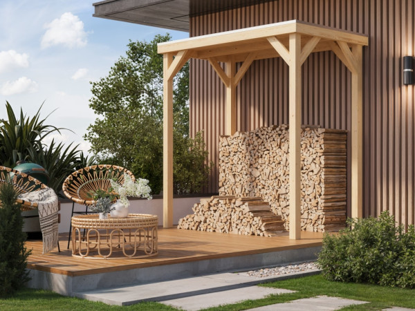 Pavillon Gartenlaube Cubeco halb Fichte naturbelassen