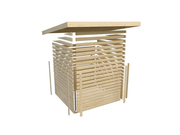 Gartensauna Lenchen 3 natur SPARSET mit 9 kW Bio-Ofen und ext. Steuerung