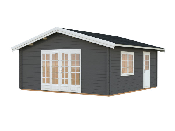 Gartenhaus Irene 27,7 m² 70 mm dunkelgrau/weiß