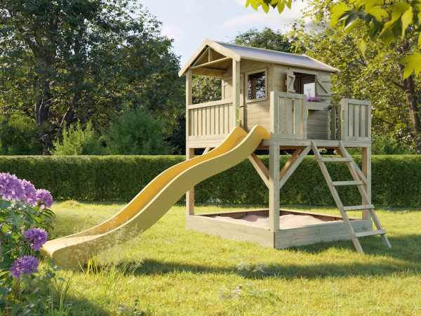 Stelzenhaus Funny XXL mit Sandkasten KDI inkl. Rutsche gelb