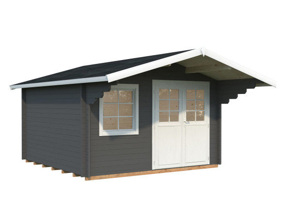 Gartenhaus Sally 12,3 m² 44 mm dunkelgrau/weiß