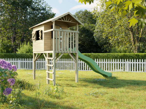 Stelzenhaus Tree Hut KDI inkl. Rutsche grün