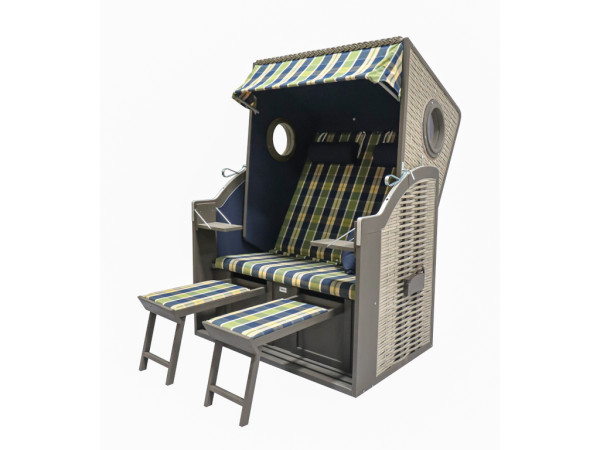 Strandkorb Twin View, Design 431 mit Holz-Bullaugen
