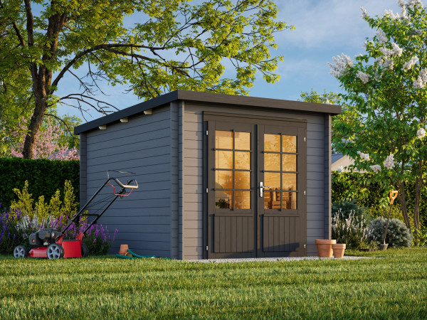 Gartenhaus Ella 6,9 m² 28 mm dunkelgrau/anthrazit