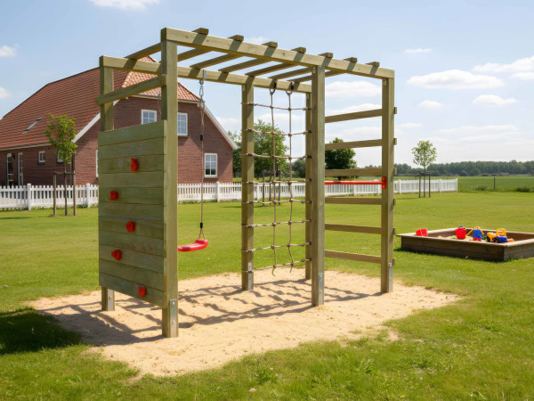 Spielturm Klettergerüst HANGO Leo Swing KDI grün