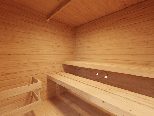 Gartensauna Lenchen 2 natur SPARSET mit 9 kW Bio-Ofen und ext. Steuerung