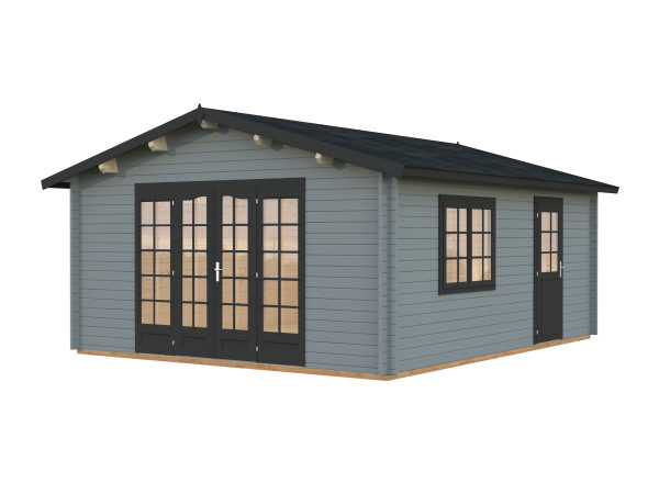 Gartenhaus Irene 23,9 m² 44 mm hellgrau/anthrazit