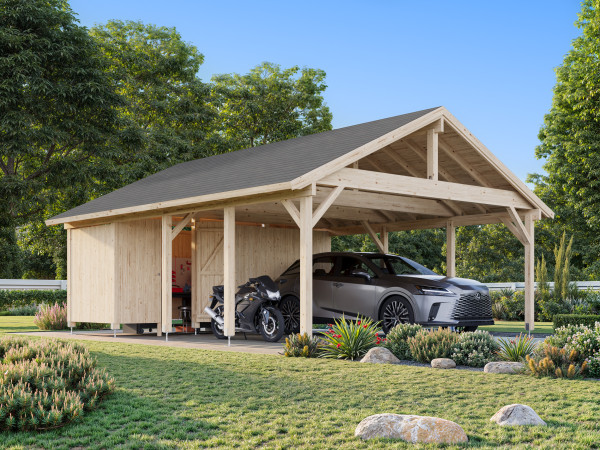 Carport Robert 40,6 m² mit Geräteraum naturbelassen