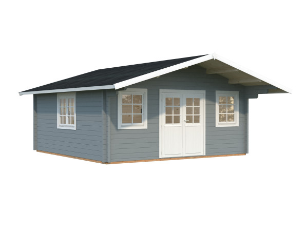 Gartenhaus Helena 24,6 m² 70 mm hellgrau/weiß