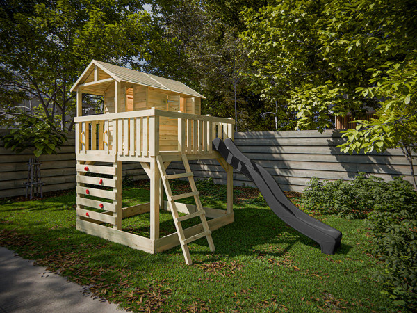 Stelzenhaus Noah kesseldruckimprägniert inkl. Rutsche grau