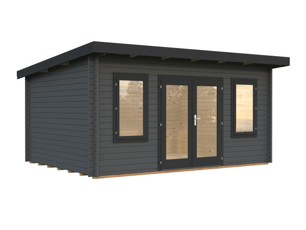 Gartenhaus Lisa 14,2 m² 44 mm dunkelgrau/anthrazit