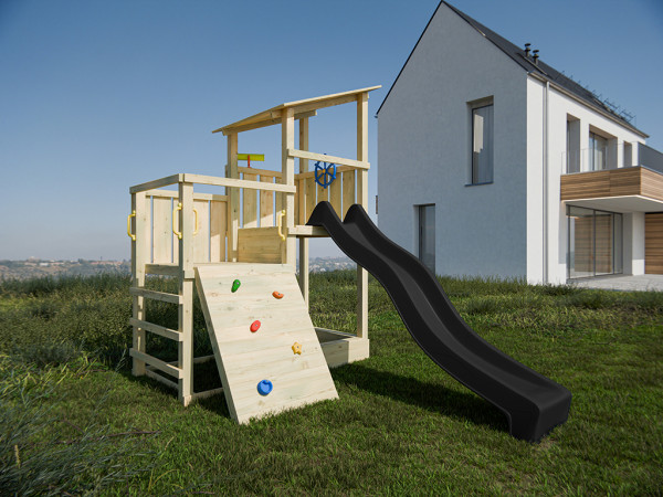 Spielturm Big Pirate KDI inkl. Rutsche grau