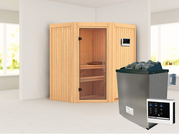 Sauna Systemsauna Taurin, inkl. 9 kW Ofen mit externer Steuerung