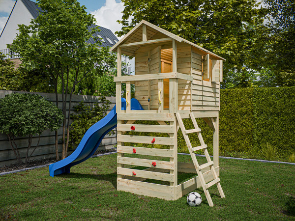 Stelzenhaus Luis kesseldruckimprägniert inkl. Rutsche blau