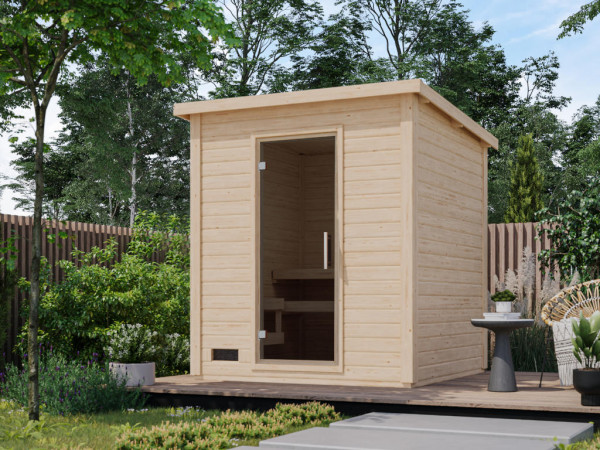 Gartensauna Lene 2 naturbelassen SPARSET 9kW Ofen und ext. Strg