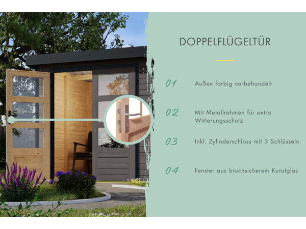 Hybrid-Gartenhaus Jupiter D Set wassergrau-anthrazit