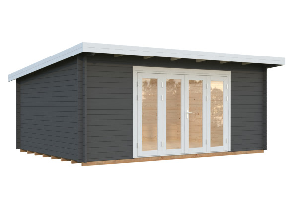 Gartenhaus Lea 19,4 m² Bifold 44 mm dunkelgrau/weiß
