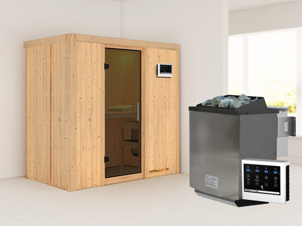 Sauna Systemsauna Variado, inkl. 9 kW Bio-Ofen mit externer Steuerung