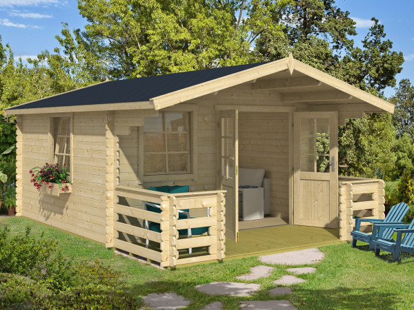 Gartenhaus Blockbohlenhaus Luna 2 28mm Naturbelassen