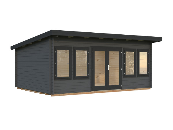 Gartenhaus Lisa 19,4 m² 44 mm dunkelgrau/anthrazit