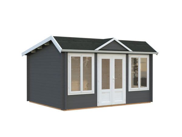 Gartenhaus Claudia Pent 11,5 m² 34 mm dunkelgrau/weiß