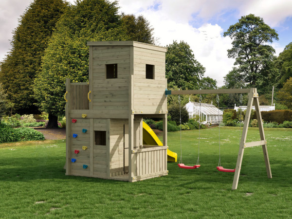 Stelzenhaus Lofter kesseldruckimprägniert inkl. Rutsche gelb