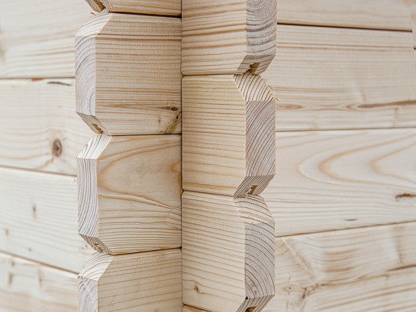 Gartenhaus Blockbohlenhaus CA2976 28 mm naturbelassen mit 2 m Anbau