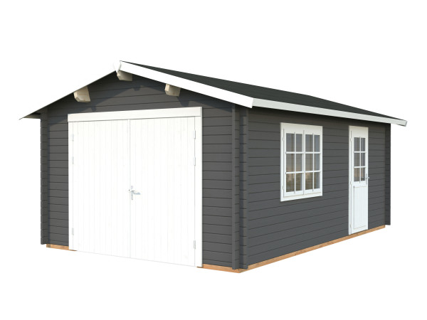 Garage Roger 19,0 m² mit Holztor 44 mm dunkelgrau