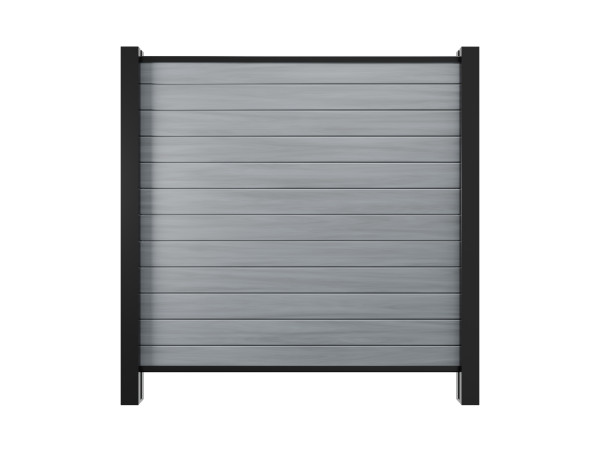 PVC Sichtschutzzaun Grau Holzoptik 180x180 cm - Steckzaun