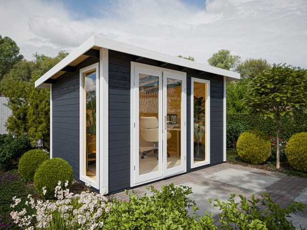 Gartenhaus Homeoffice Karvo 2 28 mm Anthrazit/Weiß