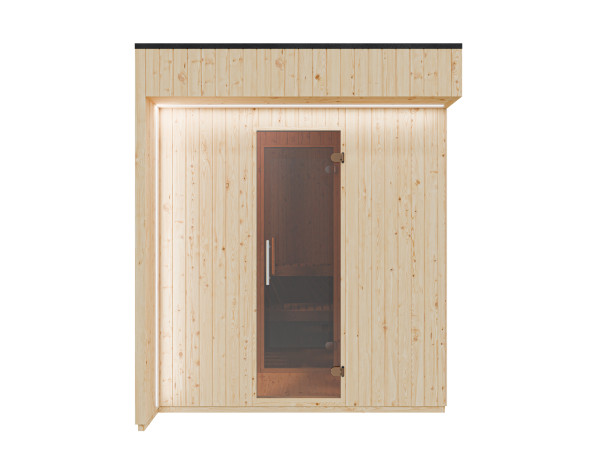 Gartensauna Musta 2 – 72mm mit Glastür, naturbelassen