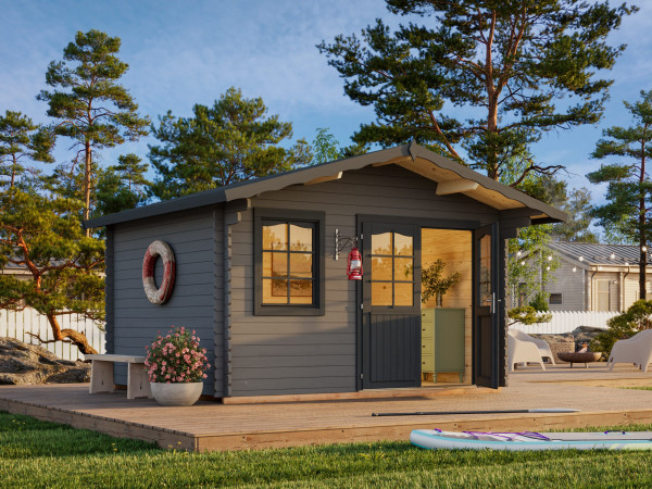 Gartenhaus Emma 10,4 m² 34 mm dunkelgrau/anthrazit
