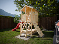Stelzenhaus Nele naturbelassen inkl. Rutsche rot Stelzenhaus Nele naturbelassen inkl. Rutsche rot