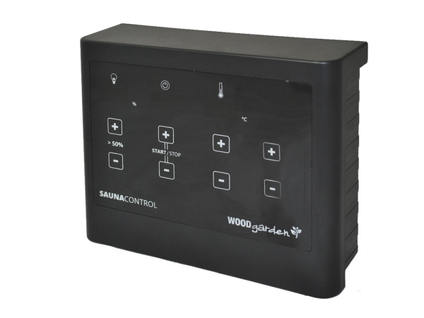 Gartensauna Lenchen 3 terragrau SPARSET mit 9 kW Bio-Ofen und ext. Steuerung