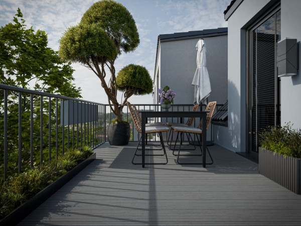 Terrassendiele WPC Premium co-extrudiert grau Massivprofil