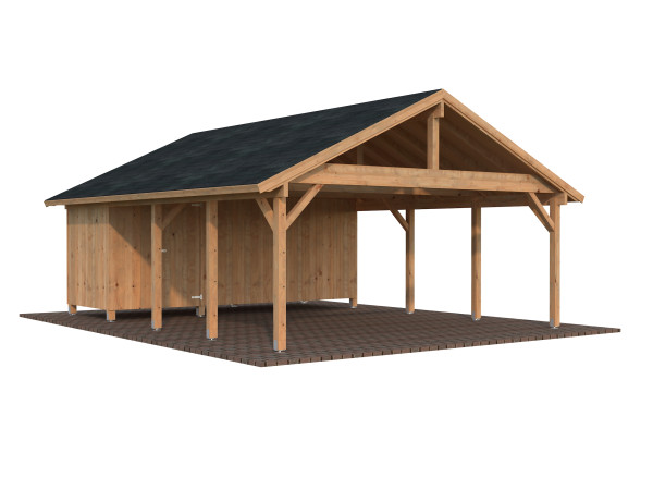 Carport Robert 40,6 m² mit Geräteraum hellbraun