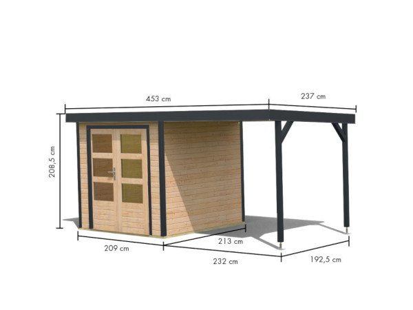 Hybrid-Gartenhaus Jupiter A Set naturbelassen-anthrazit
