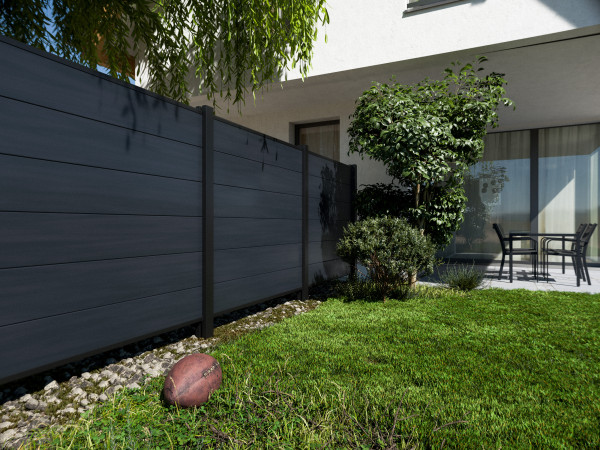 PVC Sichtschutzzaun Anthrazit 180x180 cm - Steckzaun