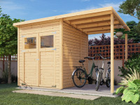 Gartenhaus Marksburg 2 mit Anbau 14 mm natur Gartenhaus Marksburg 2 mit Anbau 14 mm natur