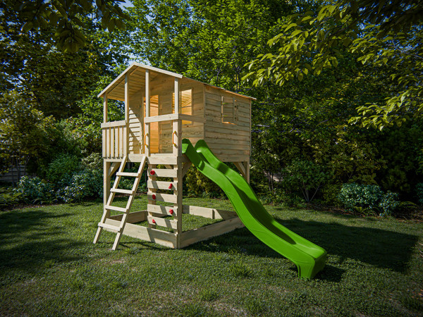 Stelzenhaus Henry kesseldruckimprägniert inkl. Rutsche grün